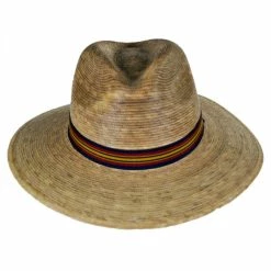 TULA HATS Striped Band Explorer Palm Straw Fedora Hat