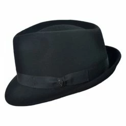 Jaxon Hats Detroit Wool Felt Trilby Fedora Hat - Black -Brixton Hats Shop 18947