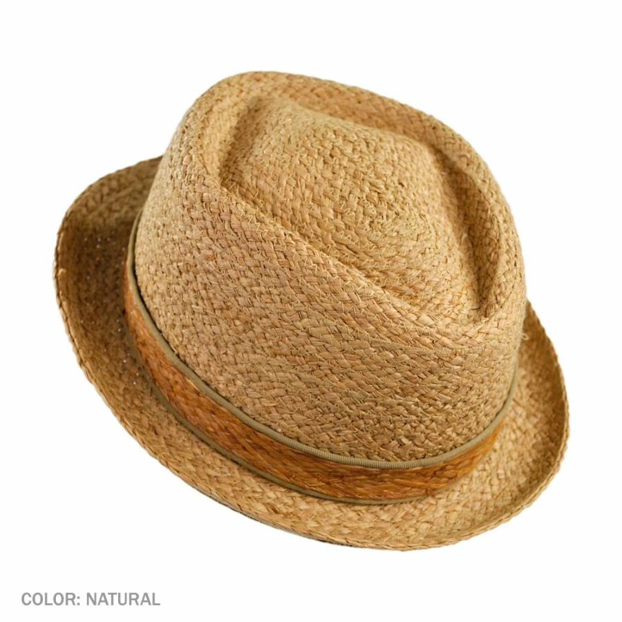 Jaxon Hats Raffia Straw Diamond Crown Fedora Hat 4 Jaxon Hats Raffia Straw Diamond Crown Fedora Hat - Image 2