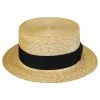Jaxon Hats Black Band Wheat Straw Skimmer Hat -Brixton Hats Shop 194454