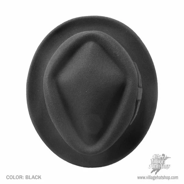 Jaxon Hats Wool Felt Diamond Crown Fedora Hat - Black 5 Jaxon Hats Wool Felt Diamond Crown Fedora Hat - Black - Image 3