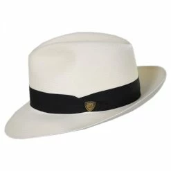 Dobbs Center Pinch Shantung Straw Fedora Hat -Brixton Hats Shop 322764