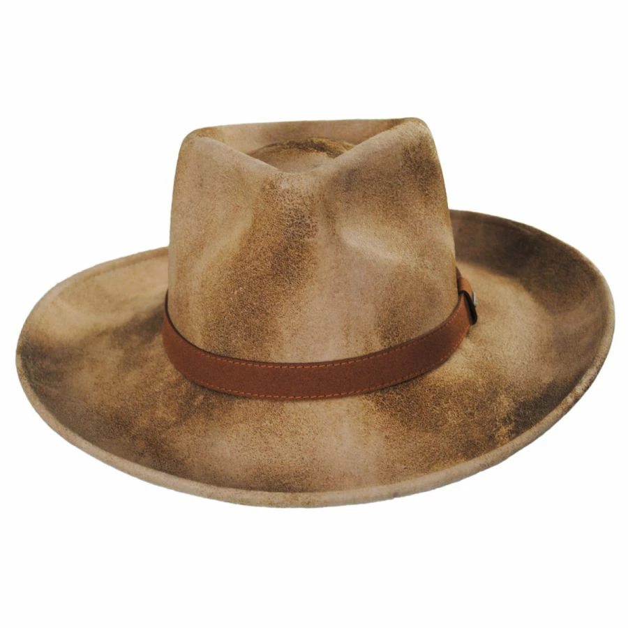 Scala Arizona Distressed Wool Felt Fedora Hat 3 Scala Arizona Distressed Wool Felt Fedora Hat