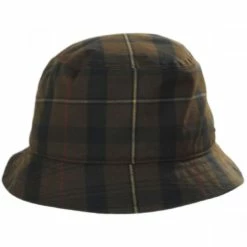 Wigens Caps British Millerain Waxed Plaid Cotton Rain Bucket Hat