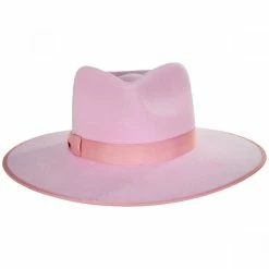 Lack Of Color Wool Felt Rancher Fedora Hat - Pink