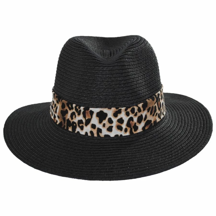 Dorfman Pacific Company Gabon Leopard Scarf Toyo Straw Fedora Hat 3 Dorfman Pacific Company Gabon Leopard Scarf Toyo Straw Fedora Hat