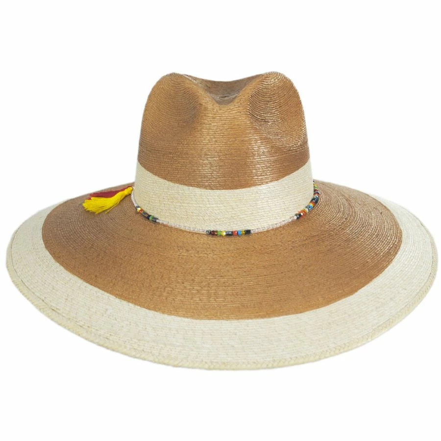 Scala Elgans Two-Tone Palm Straw Fedora Hat 3 Scala Elgans Two-Tone Palm Straw Fedora Hat