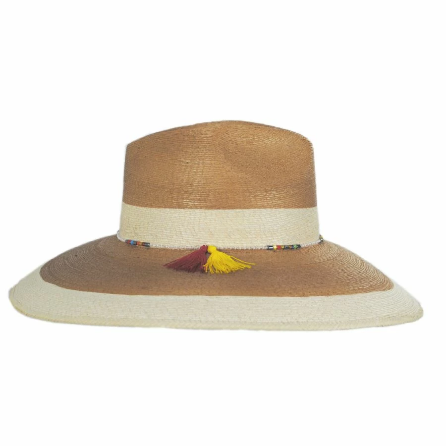 Scala Elgans Two-Tone Palm Straw Fedora Hat 4 Scala Elgans Two-Tone Palm Straw Fedora Hat - Image 2