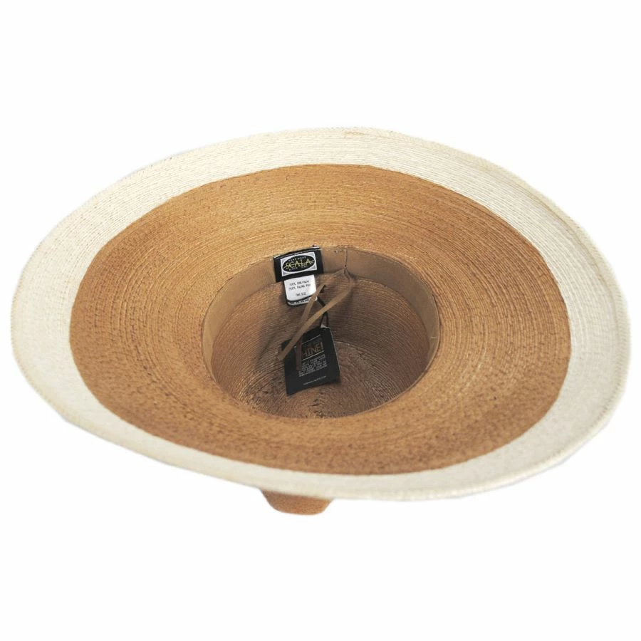 Scala Elgans Two-Tone Palm Straw Fedora Hat 5 Scala Elgans Two-Tone Palm Straw Fedora Hat - Image 3