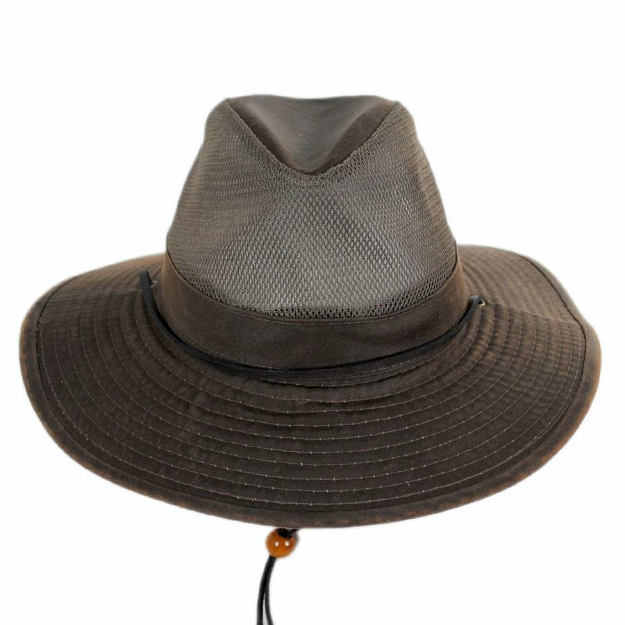 Dorfman Pacific Company Yargo Weathered Cotton Mesh Blend Aussie Fedora Hat 3 Dorfman Pacific Company Yargo Weathered Cotton Mesh Blend Aussie Fedora Hat