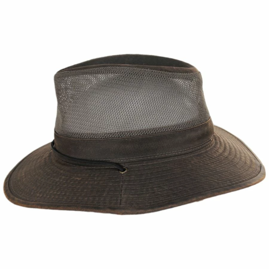 Dorfman Pacific Company Yargo Weathered Cotton Mesh Blend Aussie Fedora Hat 4 Dorfman Pacific Company Yargo Weathered Cotton Mesh Blend Aussie Fedora Hat - Image 2
