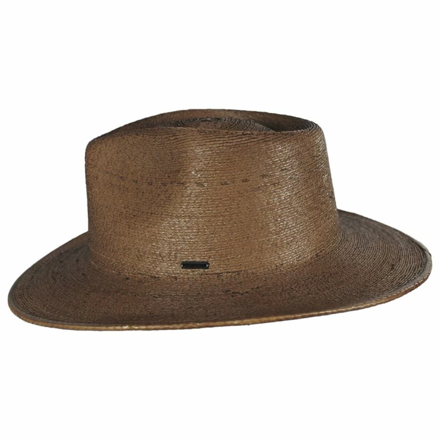 Brixton Hats Marcos Palm Straw Fedora Hat - Toffee 4 Brixton Hats Marcos Palm Straw Fedora Hat - Toffee - Image 2