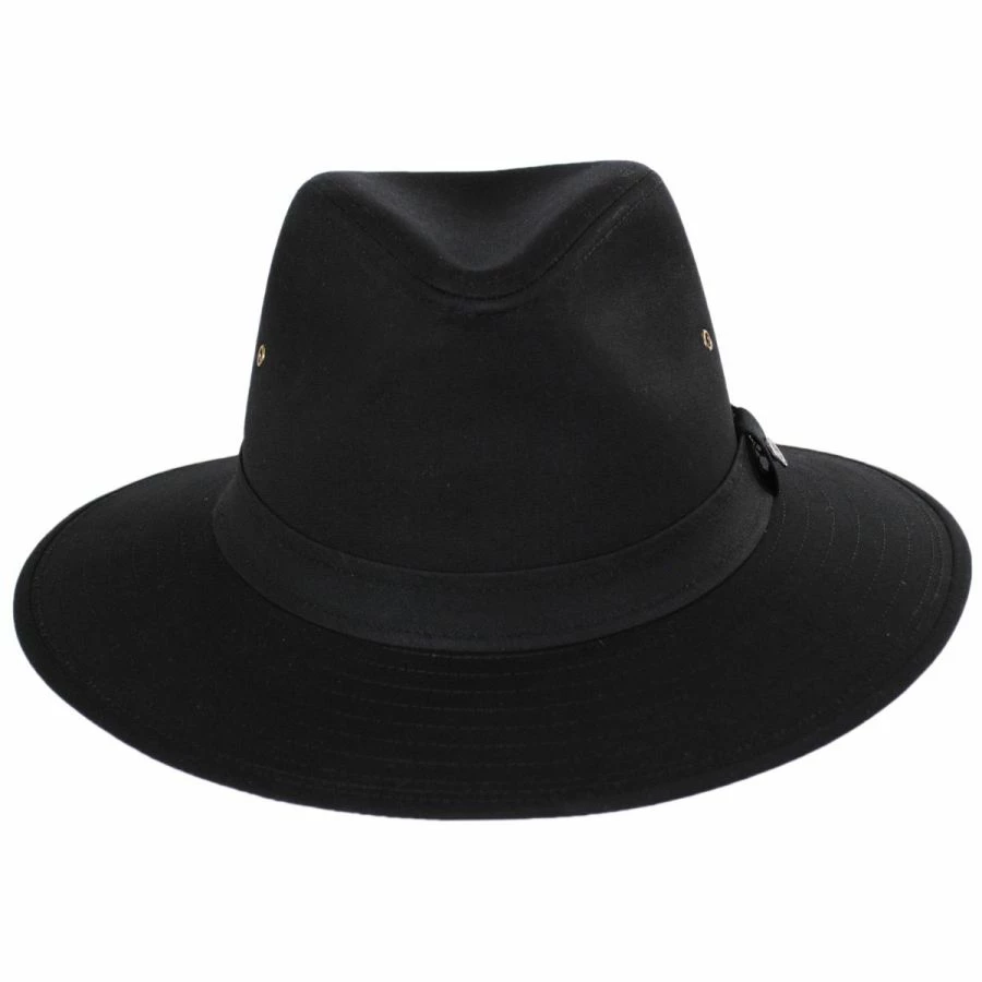 Jaxon Hats Cotton Oilcloth Safari Fedora Hat - Black 3 Jaxon Hats Cotton Oilcloth Safari Fedora Hat - Black