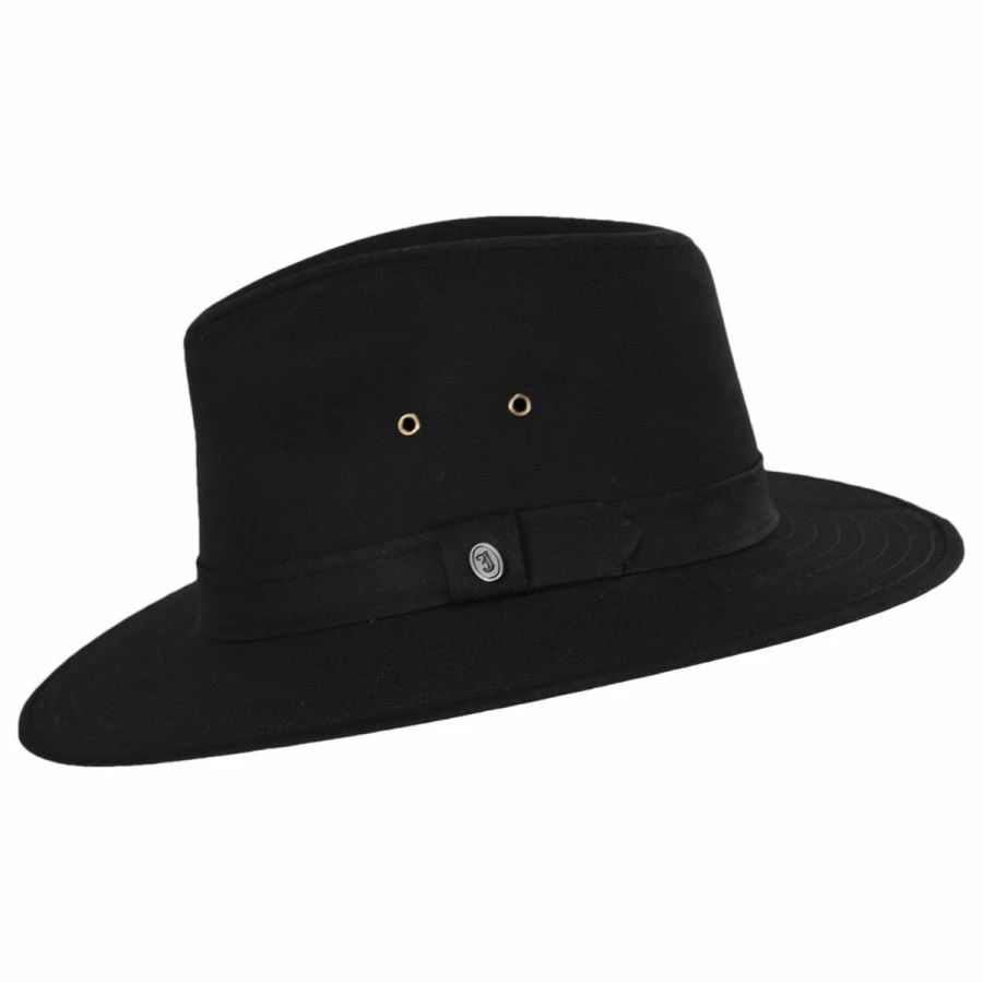 Jaxon Hats Cotton Oilcloth Safari Fedora Hat - Black 4 Jaxon Hats Cotton Oilcloth Safari Fedora Hat - Black - Image 2