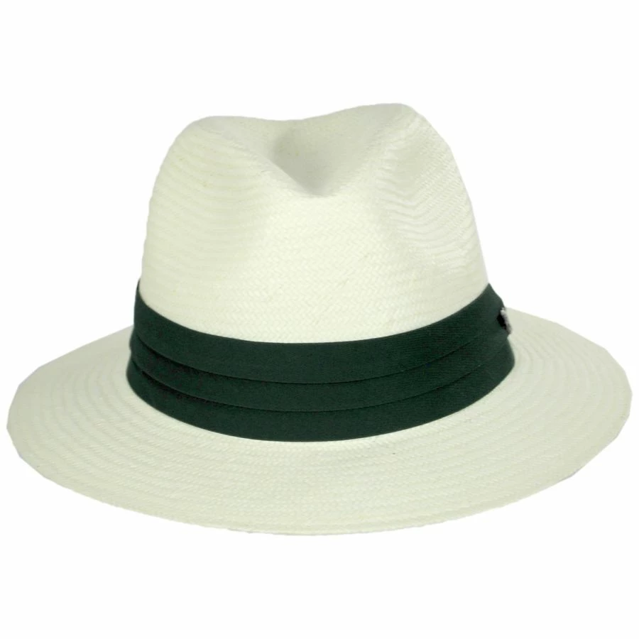 Jaxon Hats Toyo Straw Safari Fedora Hat - Green Band 3 Jaxon Hats Toyo Straw Safari Fedora Hat - Green Band