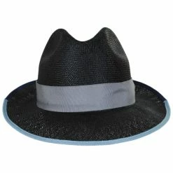 Bailey Hesmond Sisal Litestraw Fedora Hat - Black/Blue
