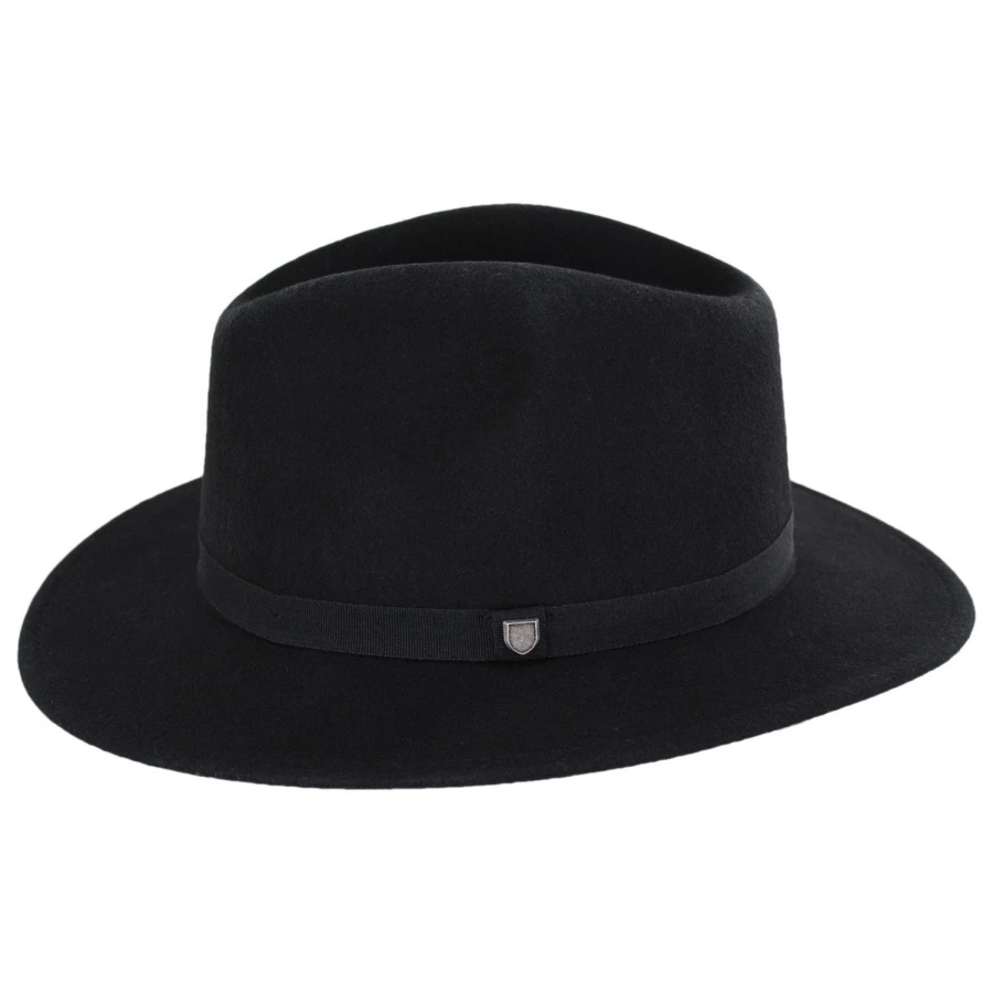 Brixton Hats Messer Packable Wool Felt Fedora Hat - Black 4 Brixton Hats Messer Packable Wool Felt Fedora Hat - Black - Image 2