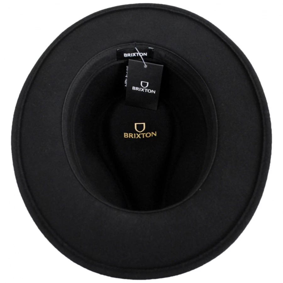 Brixton Hats Messer Packable Wool Felt Fedora Hat - Black 5 Brixton Hats Messer Packable Wool Felt Fedora Hat - Black - Image 3