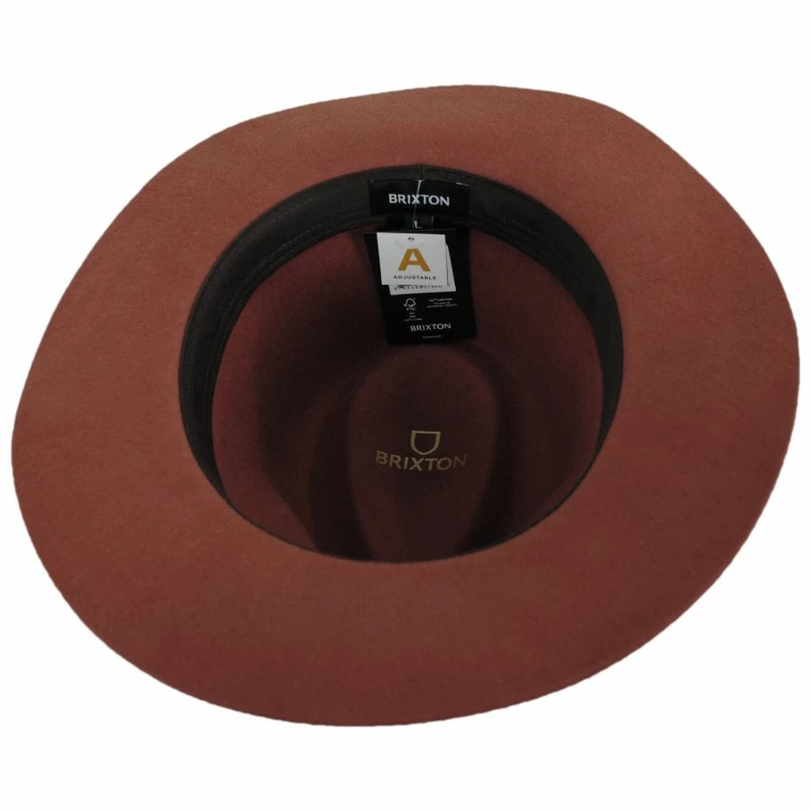 Brixton Hats Wesley Wool Felt Floppy Fedora Hat - Caramel 5 Brixton Hats Wesley Wool Felt Floppy Fedora Hat - Caramel - Image 3