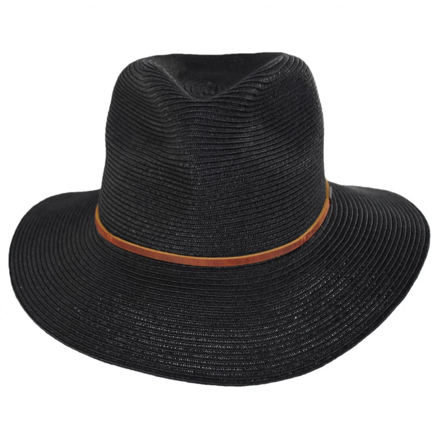 Brixton Hats Wesley Braided Toyo Straw Fedora Hat - Black/Brown 3 Brixton Hats Wesley Braided Toyo Straw Fedora Hat - Black/Brown