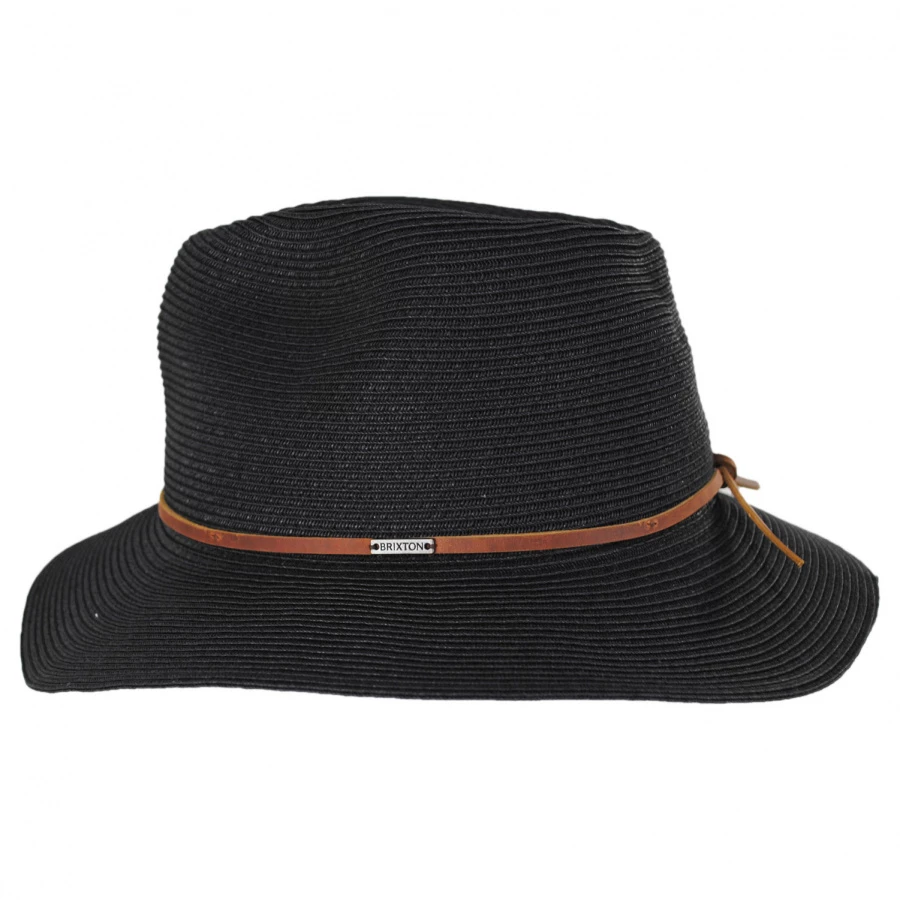 Brixton Hats Wesley Braided Toyo Straw Fedora Hat - Black/Brown 4 Brixton Hats Wesley Braided Toyo Straw Fedora Hat - Black/Brown - Image 2