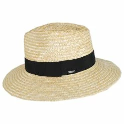 Brixton Hats Joanna Petite Brim Wheat Straw Fedora Hat - Honey -Brixton Hats Shop 413246