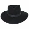 Lack Of Color Wool Felt Rancher Fedora Hat - Black