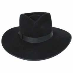 Lack Of Color Wool Felt Rancher Fedora Hat - Black