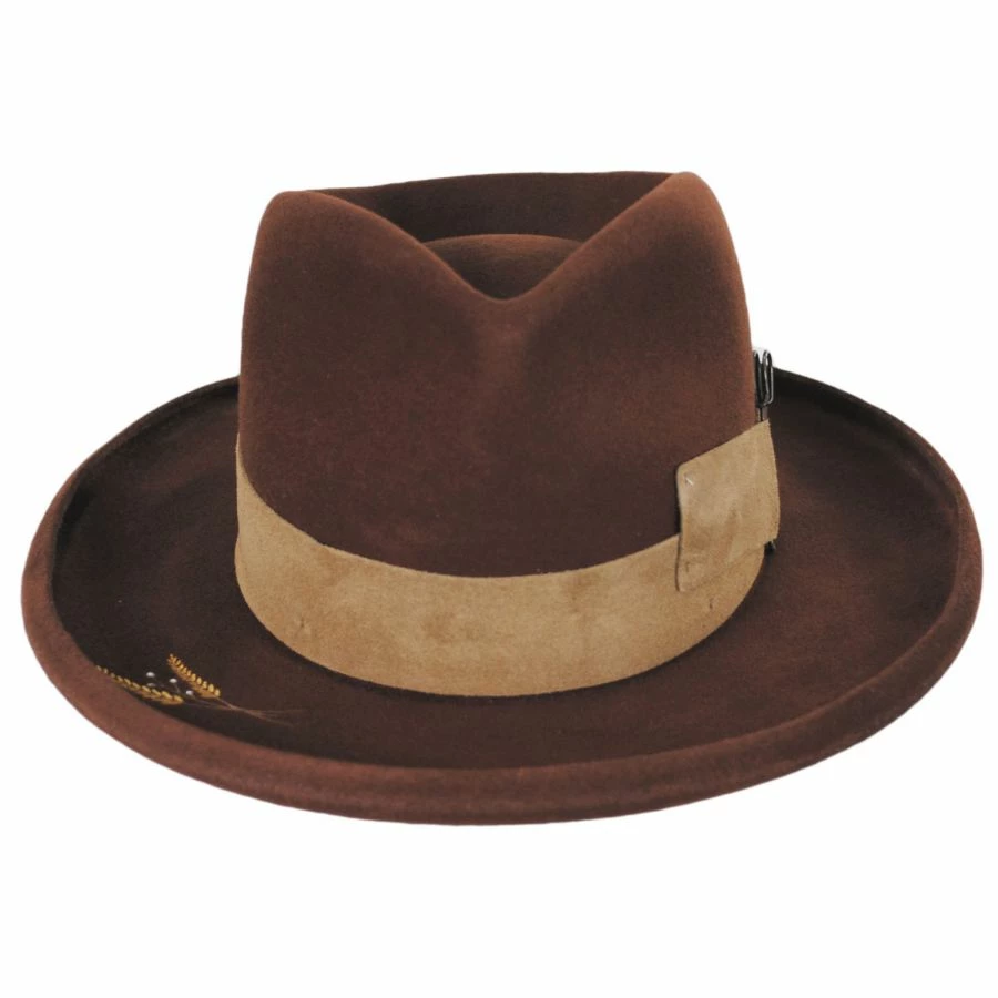 RENEGADE Casville Pencil Curl Brim Wool Felt Fedora Hat 3 RENEGADE Casville Pencil Curl Brim Wool Felt Fedora Hat