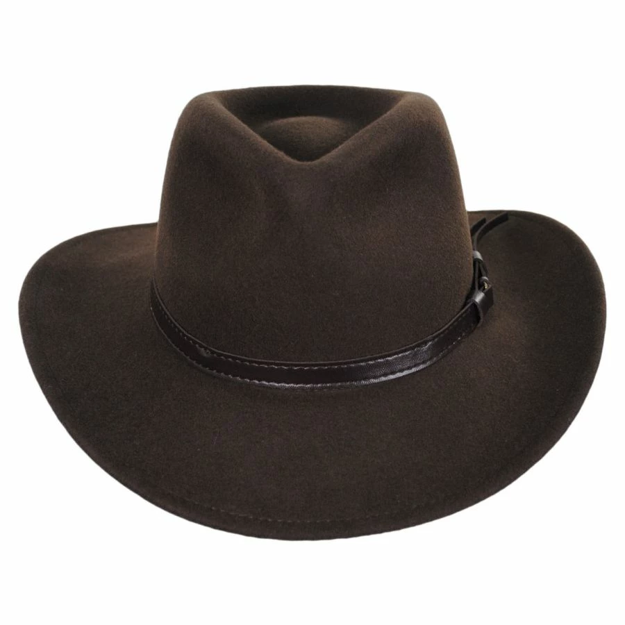 Jaxon Hats Crushable Wool Felt Outback Hat - Olive Green 3 Jaxon Hats Crushable Wool Felt Outback Hat - Olive Green