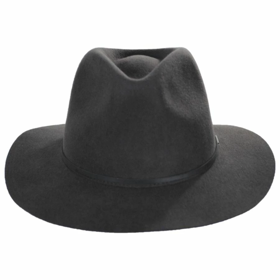 Brixton Hats Wesley Packable Wool Felt Fedora Hat - Blackwash 3 Brixton Hats Wesley Packable Wool Felt Fedora Hat - Blackwash