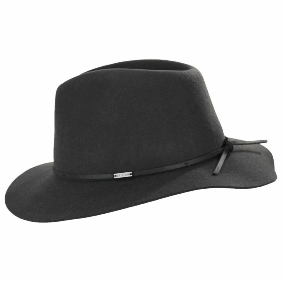 Brixton Hats Wesley Packable Wool Felt Fedora Hat - Blackwash 4 Brixton Hats Wesley Packable Wool Felt Fedora Hat - Blackwash - Image 2