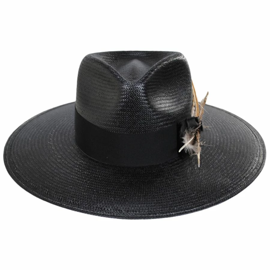 Stetson Atacama Shantung Straw Fedora Hat - Black 3 Stetson Atacama Shantung Straw Fedora Hat - Black