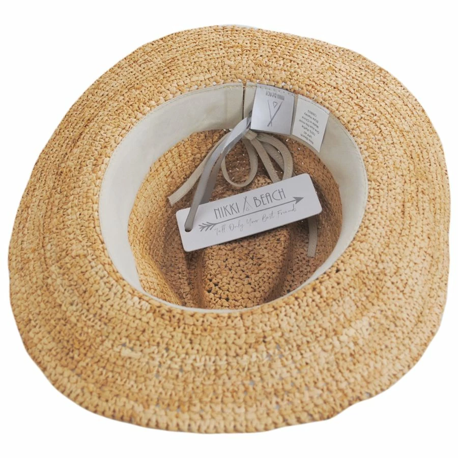 Nikki Beach Hailey Crochet Raffia Straw Fedora Hat 5 Nikki Beach Hailey Crochet Raffia Straw Fedora Hat - Image 3