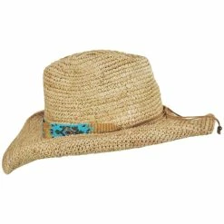Nikki Beach Mazatlan Crochet Raffia Straw Western Hat -Brixton Hats Shop 430548
