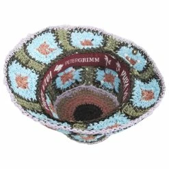 Peter Grimm Fergie Granny Square Hand Crochet Toyo Straw Bucket Hat -Brixton Hats Shop 432333