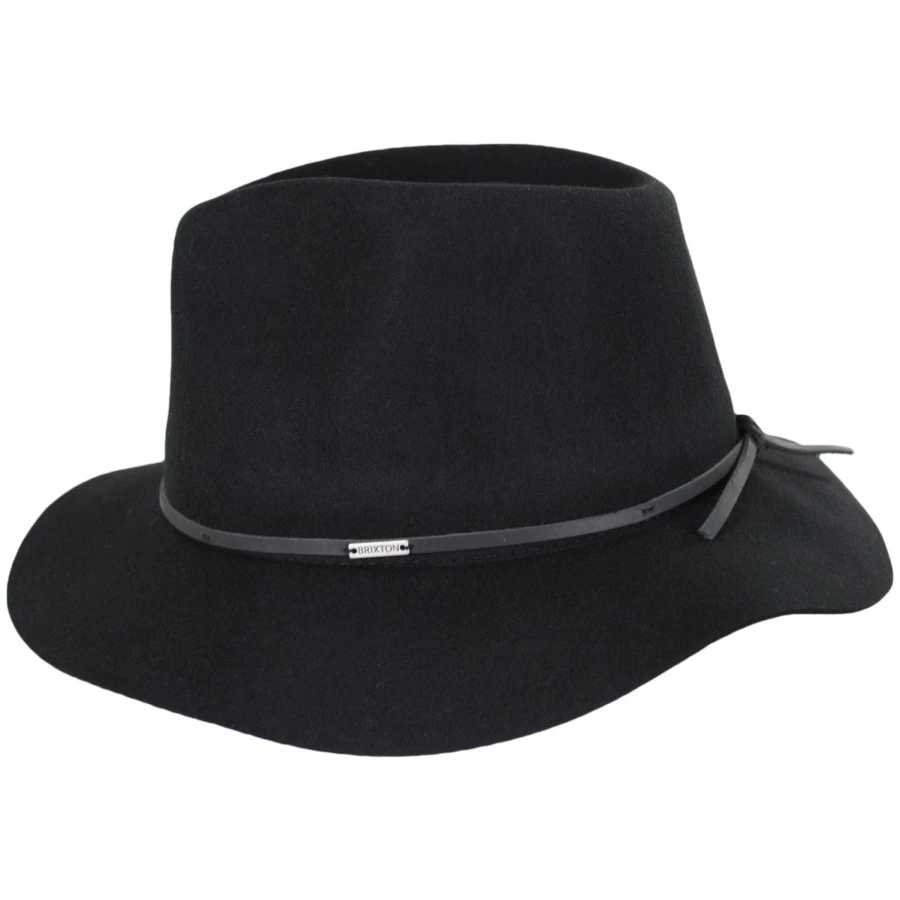 Brixton Hats Wesley Packable Wool Felt Fedora Hat - Black 4 Brixton Hats Wesley Packable Wool Felt Fedora Hat - Black - Image 2