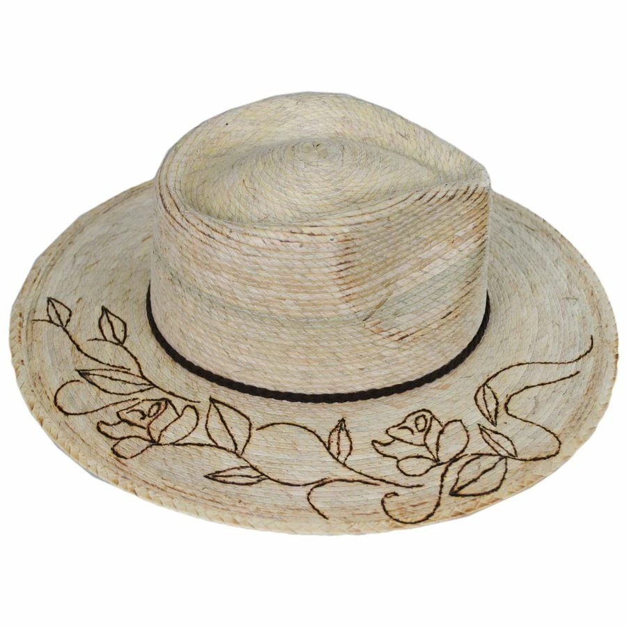 Biltmore Vintage Couture Mateo Floral Band Palm Straw Rancher Fedora Hat 4 Biltmore Vintage Couture Mateo Floral Band Palm Straw Rancher Fedora Hat - Image 2