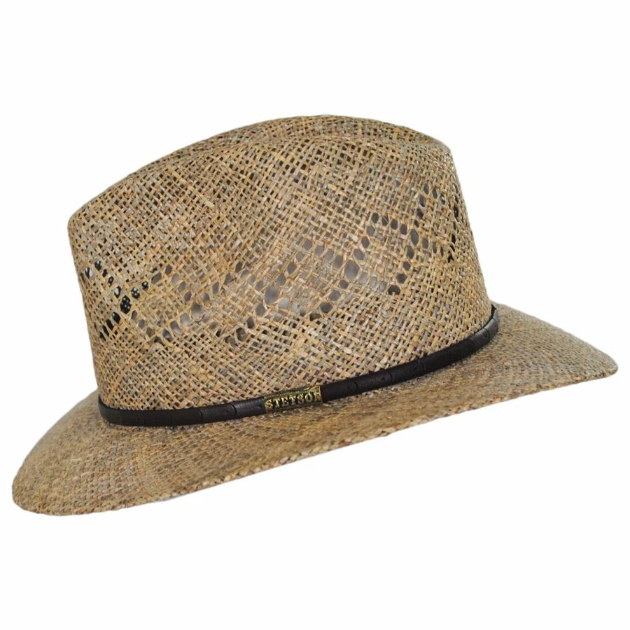 Stetson Creston Seagrass Straw Safari Fedora Hat 4 Stetson Creston Seagrass Straw Safari Fedora Hat - Image 2