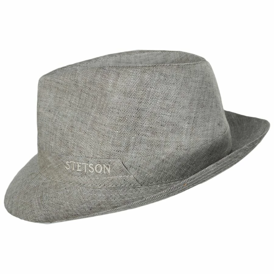 Stetson Linen Herringbone Trilby Fedora Hat 4 Stetson Linen Herringbone Trilby Fedora Hat - Image 2