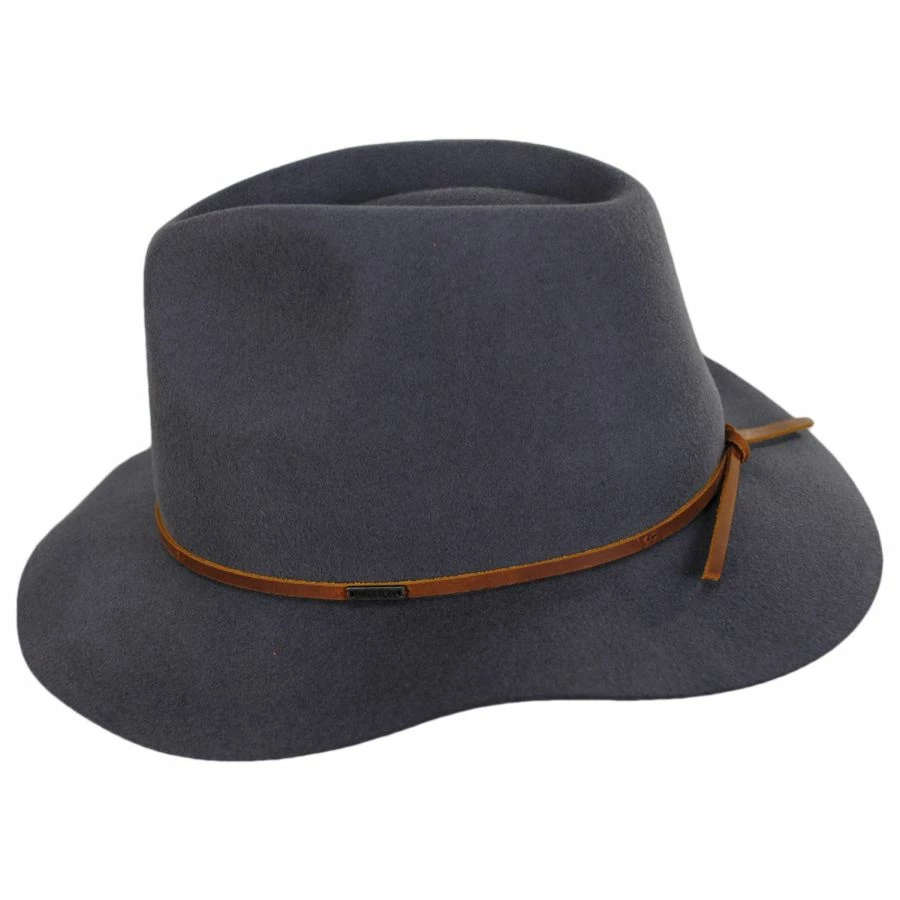 Brixton Hats Wesley Wool Felt Floppy Fedora Hat - Dark Gray 4 Brixton Hats Wesley Wool Felt Floppy Fedora Hat - Dark Gray - Image 2