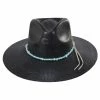 CHARLIE 1 HORSE Midnight Toker Shantung Straw Wide Brim Fedora Hat