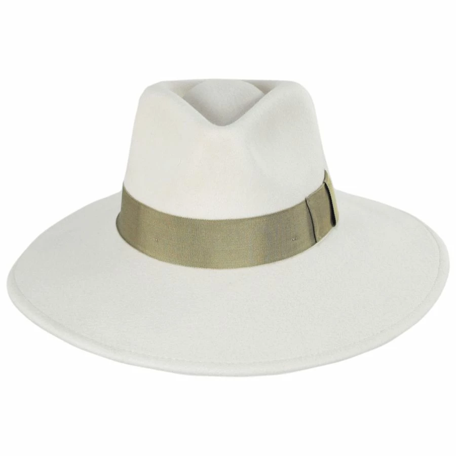 Brixton Hats Joanna Wool Felt Fedora Hat - Ivory/Tan 3 Brixton Hats Joanna Wool Felt Fedora Hat - Ivory/Tan