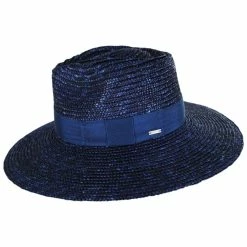 Brixton Hats Joanna Wheat Straw Fedora Hat - Blue -Brixton Hats Shop 443283