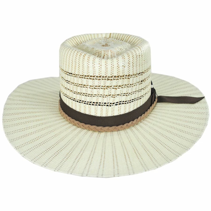 Biltmore Vintage Couture Diamond Bangora Shantung Straw Fedora Hat 3 Biltmore Vintage Couture Diamond Bangora Shantung Straw Fedora Hat