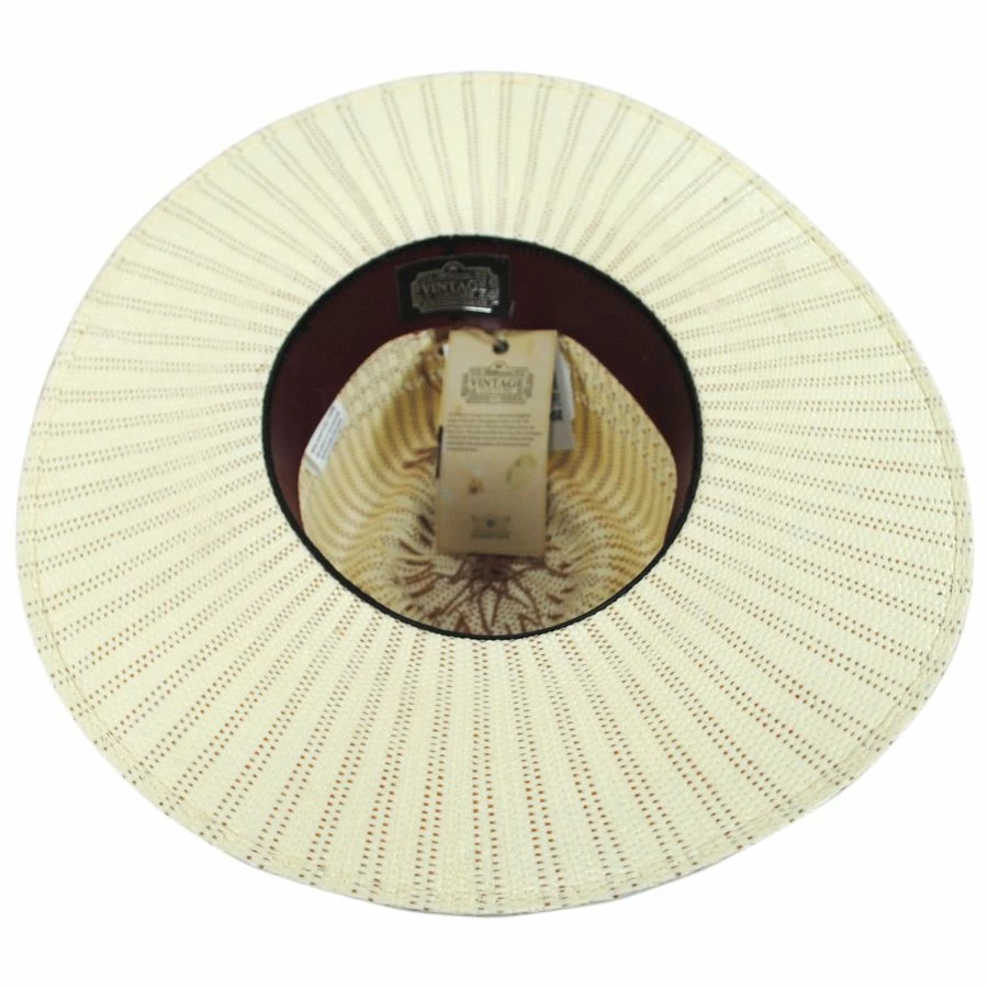 Biltmore Vintage Couture Diamond Bangora Shantung Straw Fedora Hat 5 Biltmore Vintage Couture Diamond Bangora Shantung Straw Fedora Hat - Image 3