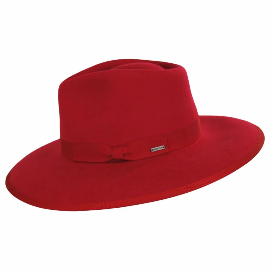 Brixton Hats Jo Wool Felt Rancher Fedora Hat - Red 4 Brixton Hats Jo Wool Felt Rancher Fedora Hat - Red - Image 2