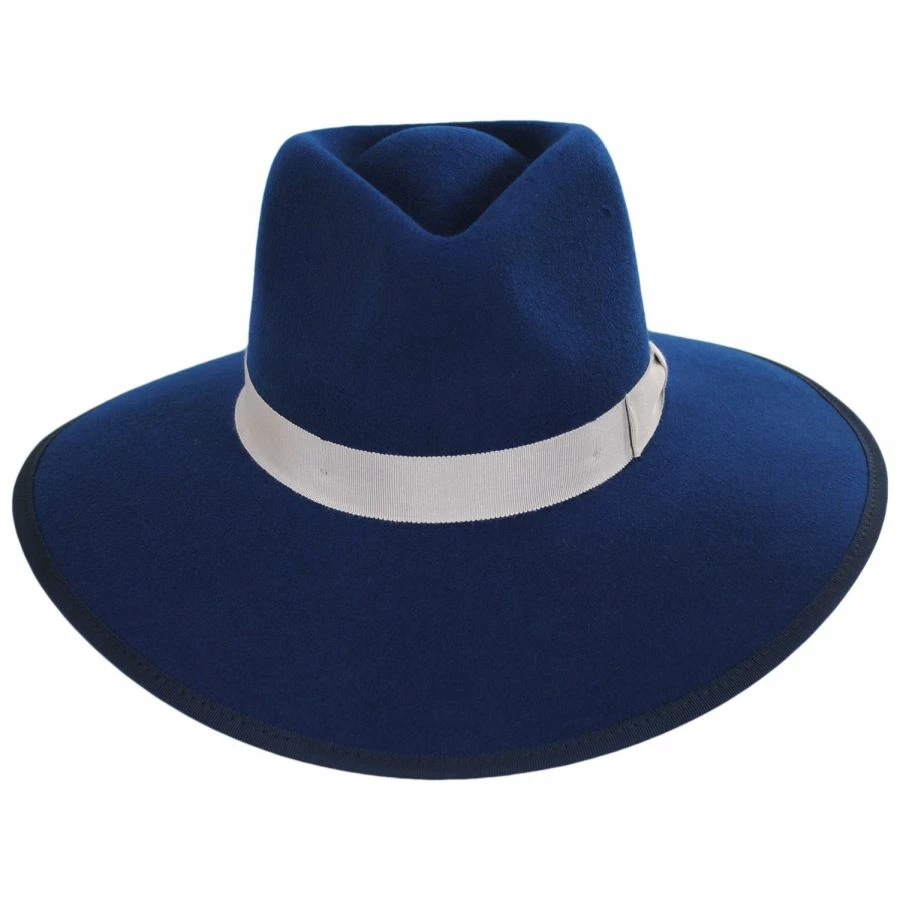 Brixton Hats Jo Wool Felt Rancher Fedora Hat - Ocean Blue 3 Brixton Hats Jo Wool Felt Rancher Fedora Hat - Ocean Blue