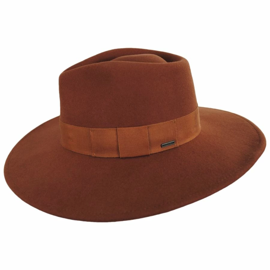 Brixton Hats Joanna Wool Felt Fedora Hat - Caramel 4 Brixton Hats Joanna Wool Felt Fedora Hat - Caramel - Image 2