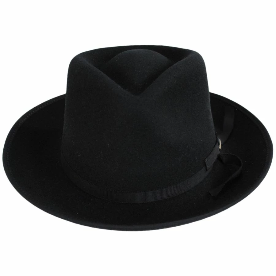 Scala Puebla Wool Felt Fedora Hat - Black 3 Scala Puebla Wool Felt Fedora Hat - Black